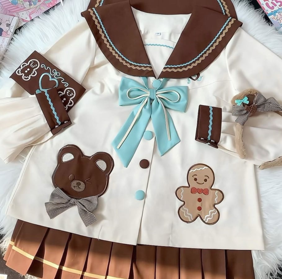 YUMEKAWA ♡ Choice of sleeve length♪ Sailor Suit with Bear #seifuku60