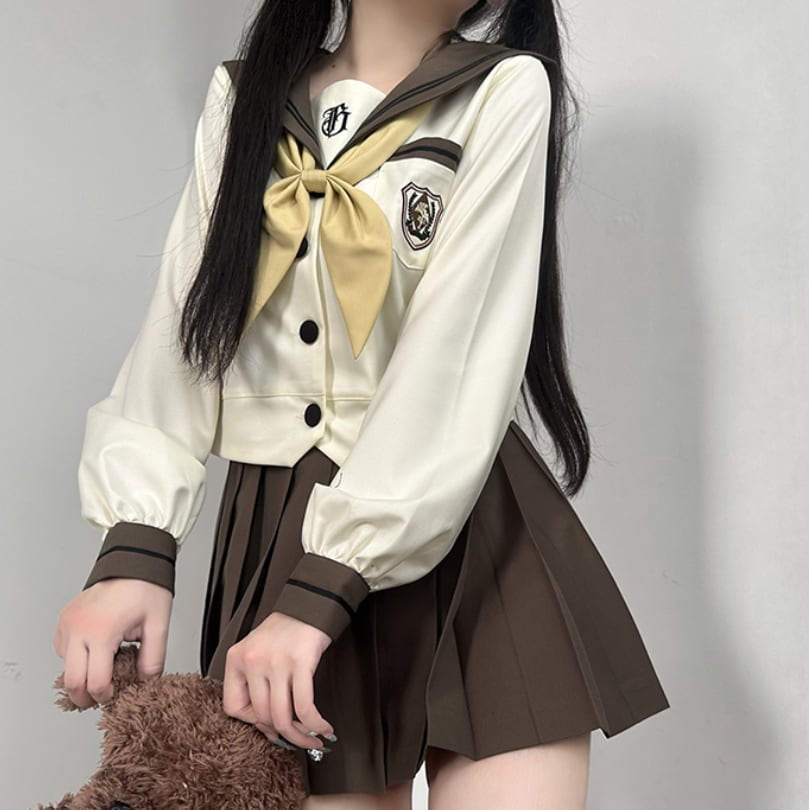 YUMEKAWA ♡ Choice of sleeve length♪ Sailor uniform with crest #seifuku62