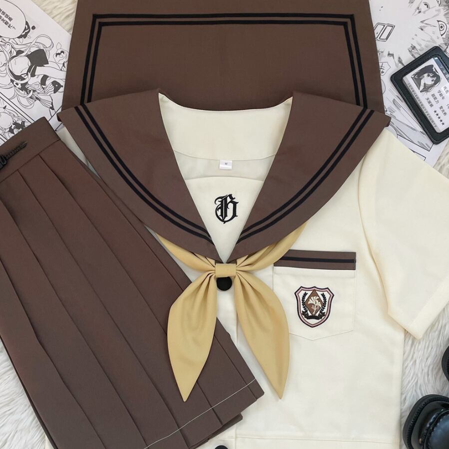 YUMEKAWA ♡ Choice of sleeve length♪ Sailor uniform with crest #seifuku62