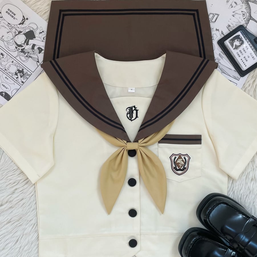 YUMEKAWA ♡ Choice of sleeve length♪ Sailor uniform with crest #seifuku62