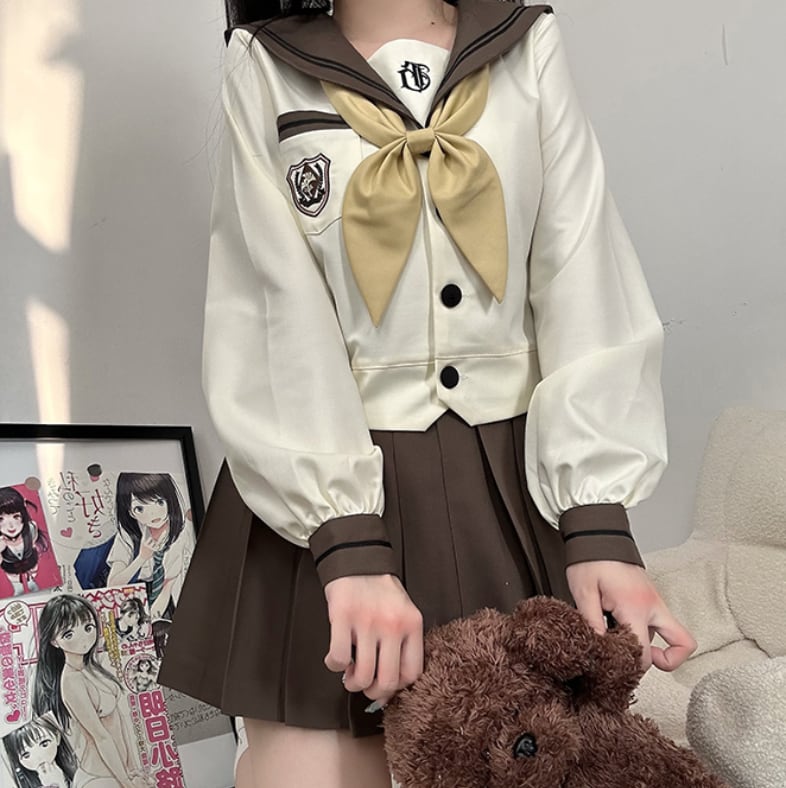 YUMEKAWA ♡ Choice of sleeve length♪ Sailor uniform with crest #seifuku62