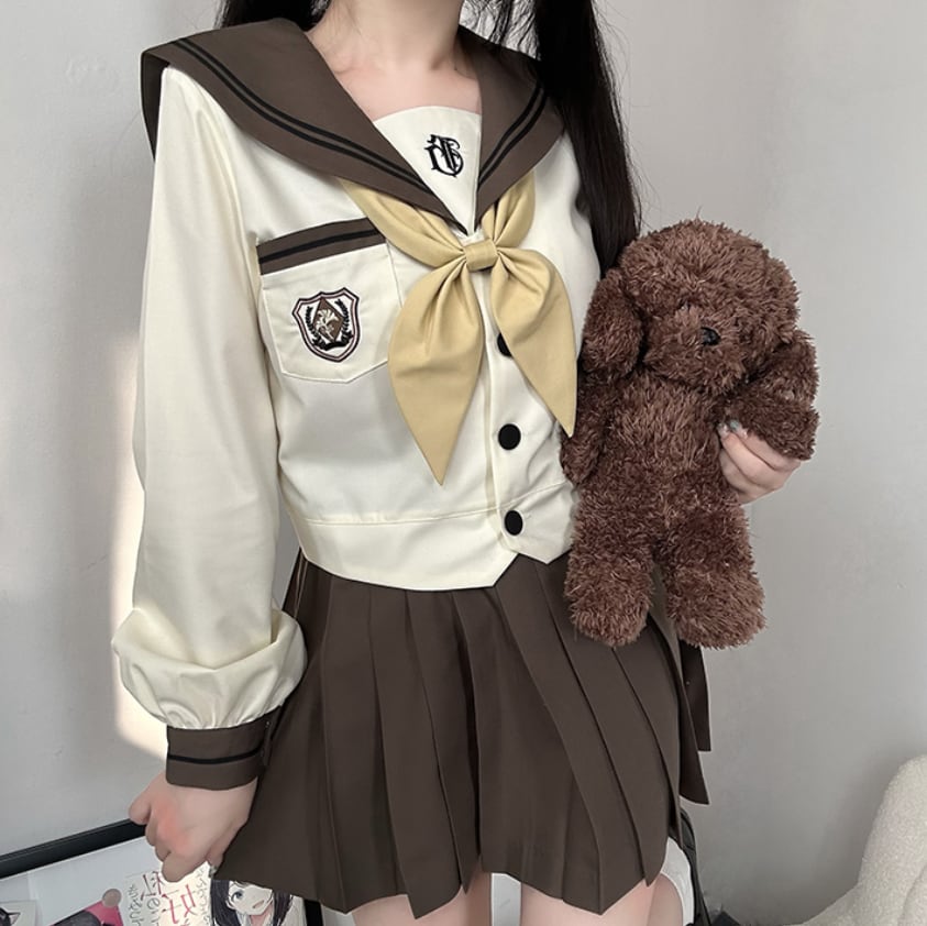 YUMEKAWA ♡ Choice of sleeve length♪ Sailor uniform with crest #seifuku62