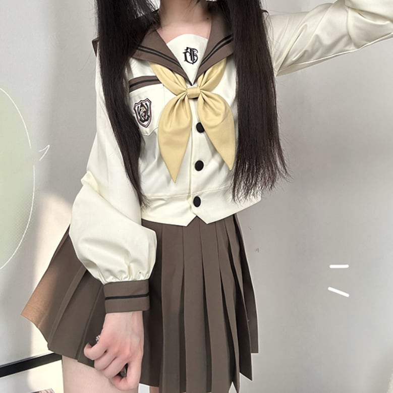 YUMEKAWA ♡ Choice of sleeve length♪ Sailor uniform with crest #seifuku62