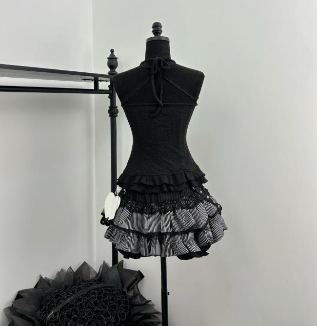YUMEKAWA ♡ 3-piece set of top with ribbon , skirt and outerwear #set2
