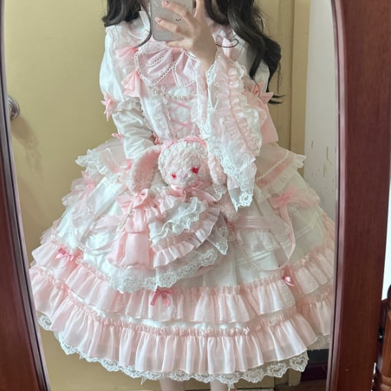 Manufactured after order ♡ ( 3 colors ) Matching cloth with catsuit and ruffle dress #set21