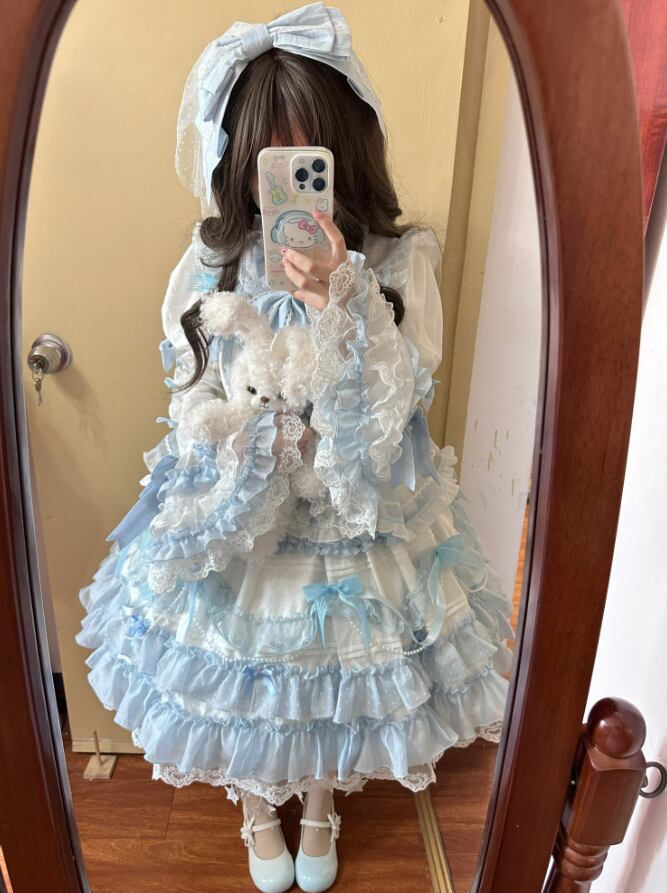 Manufactured after order ♡ ( 3 colors ) Matching cloth with catsuit and ruffle dress #set21