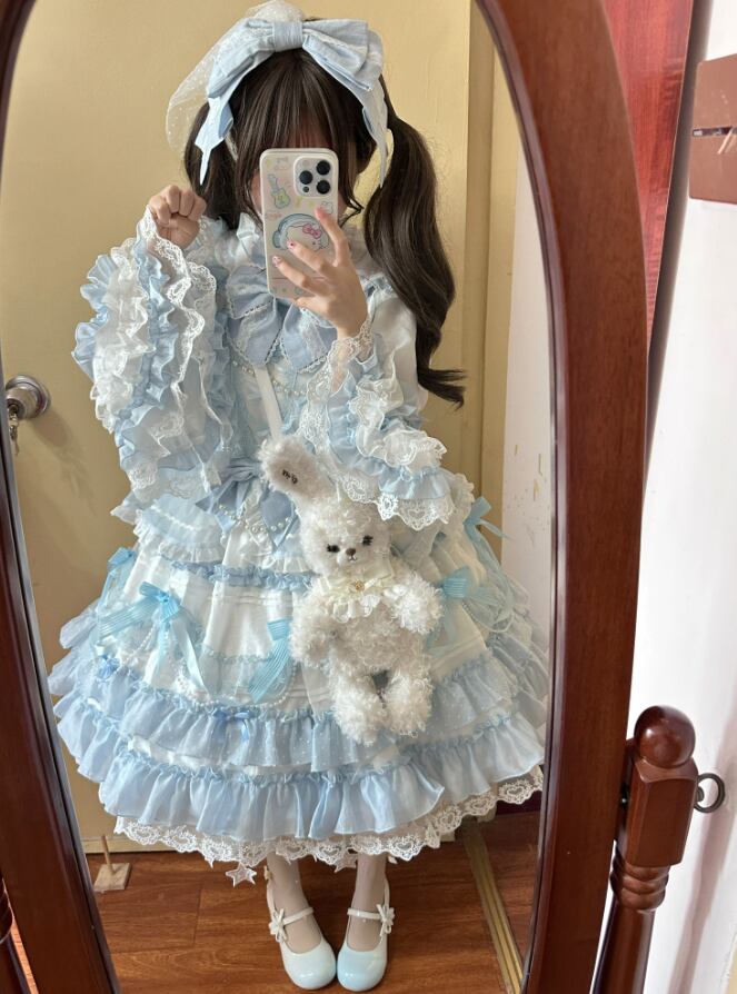 Manufactured after order ♡ ( 3 colors ) Matching cloth with catsuit and ruffle dress #set21
