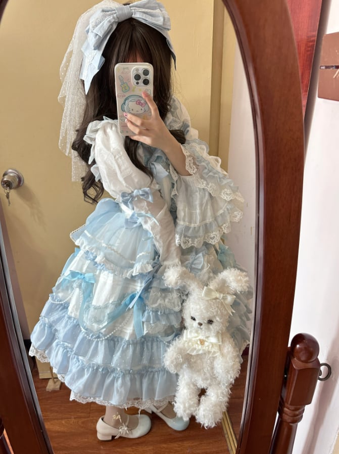 Manufactured after order ♡ ( 3 colors ) Matching cloth with catsuit and ruffle dress #set21
