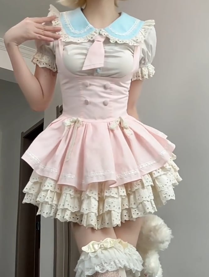 YUMEKAWA ♡ High waisted pink matching cloth #set24