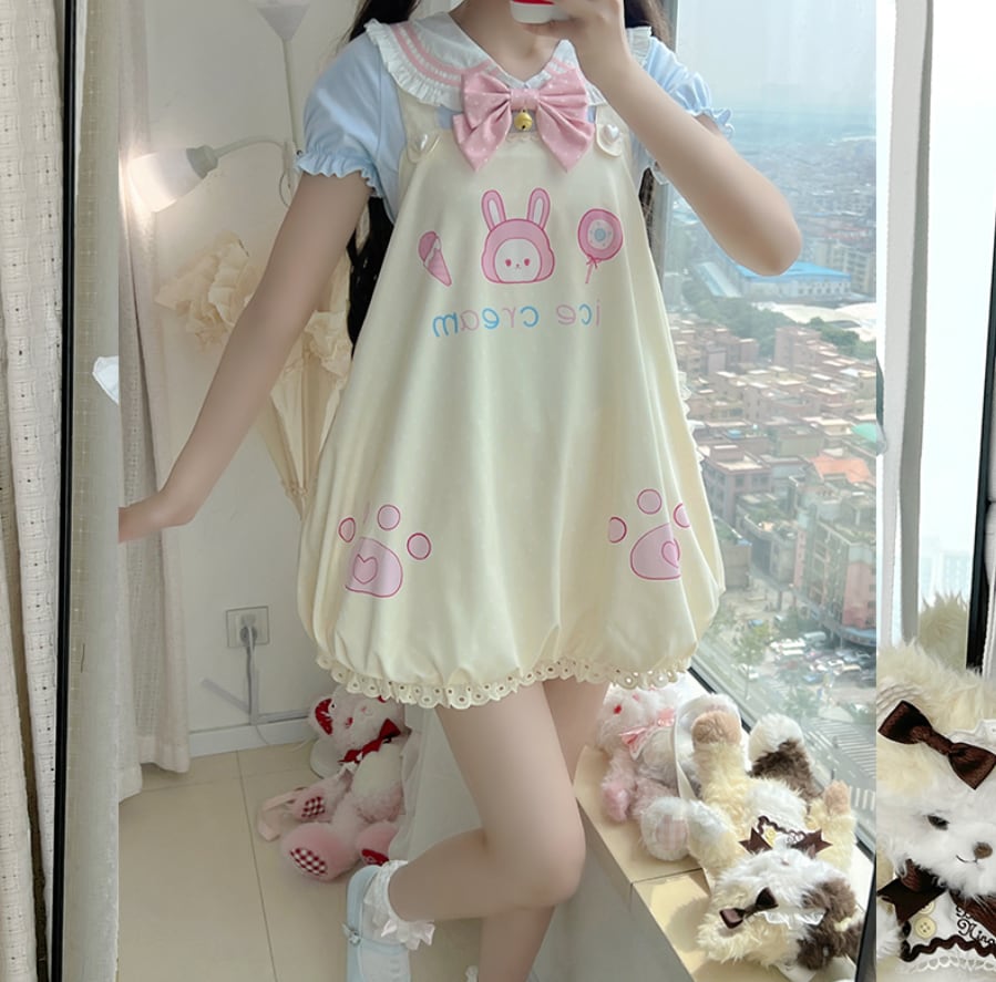 YUMEKAWA ♡ ( 4 colors ) Sailor T-shirt & Coverall #set26