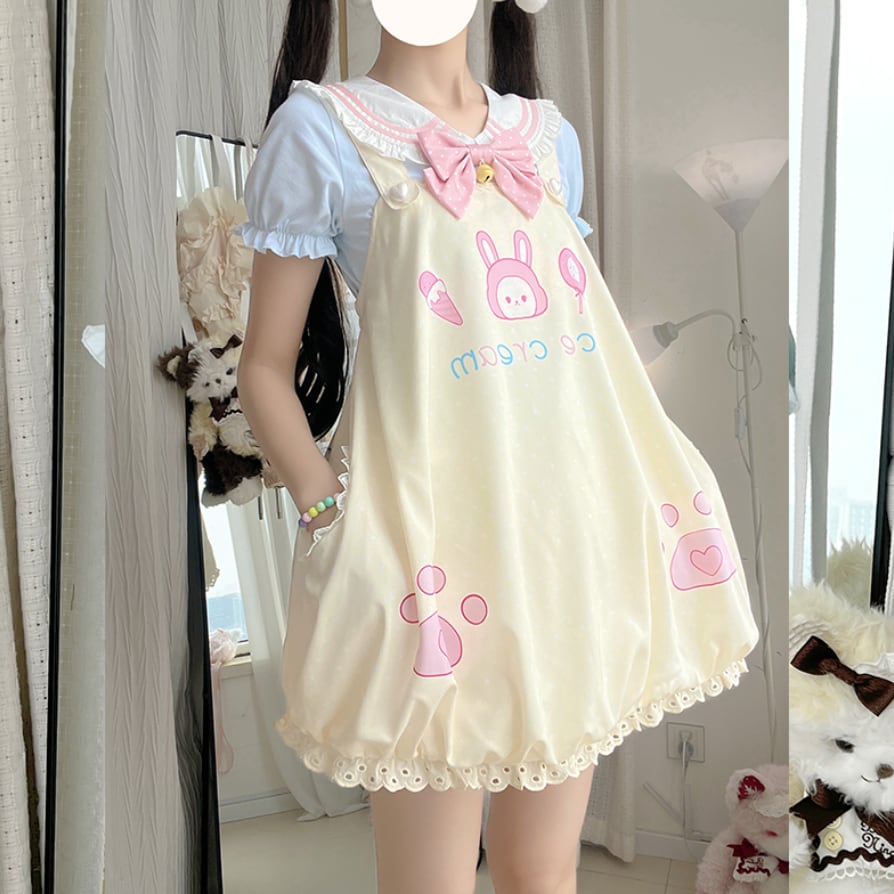 YUMEKAWA ♡ ( 4 colors ) Sailor T-shirt & Coverall #set26