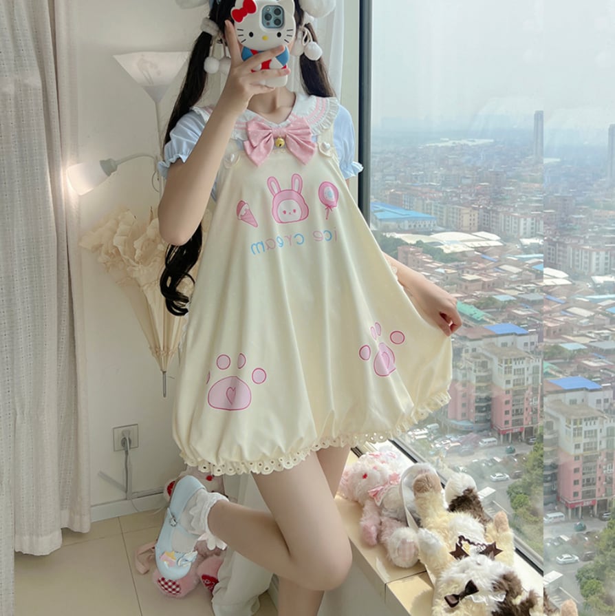 YUMEKAWA ♡ ( 4 colors ) Sailor T-shirt & Coverall #set26