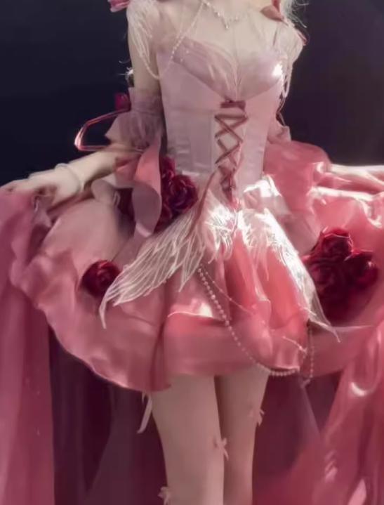 YUMEKAWA ♡ ( 5 colors ) Rose mullet dress with back ribbon #set26