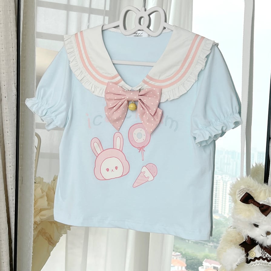 YUMEKAWA ♡ ( 4 colors ) Sailor T-shirt & Coverall #set26