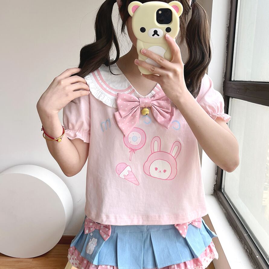YUMEKAWA ♡ ( 4 colors ) Sailor T-shirt & Coverall #set26