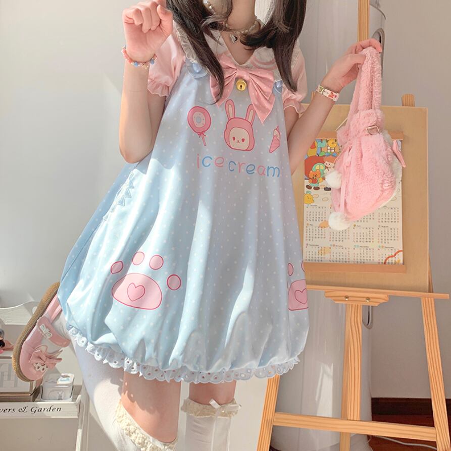 YUMEKAWA ♡ ( 4 colors ) Sailor T-shirt & Coverall #set26