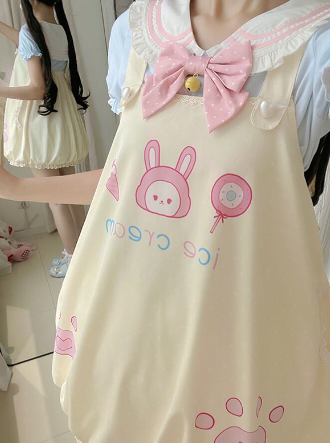 YUMEKAWA ♡ ( 4 colors ) Sailor T-shirt & Coverall #set26