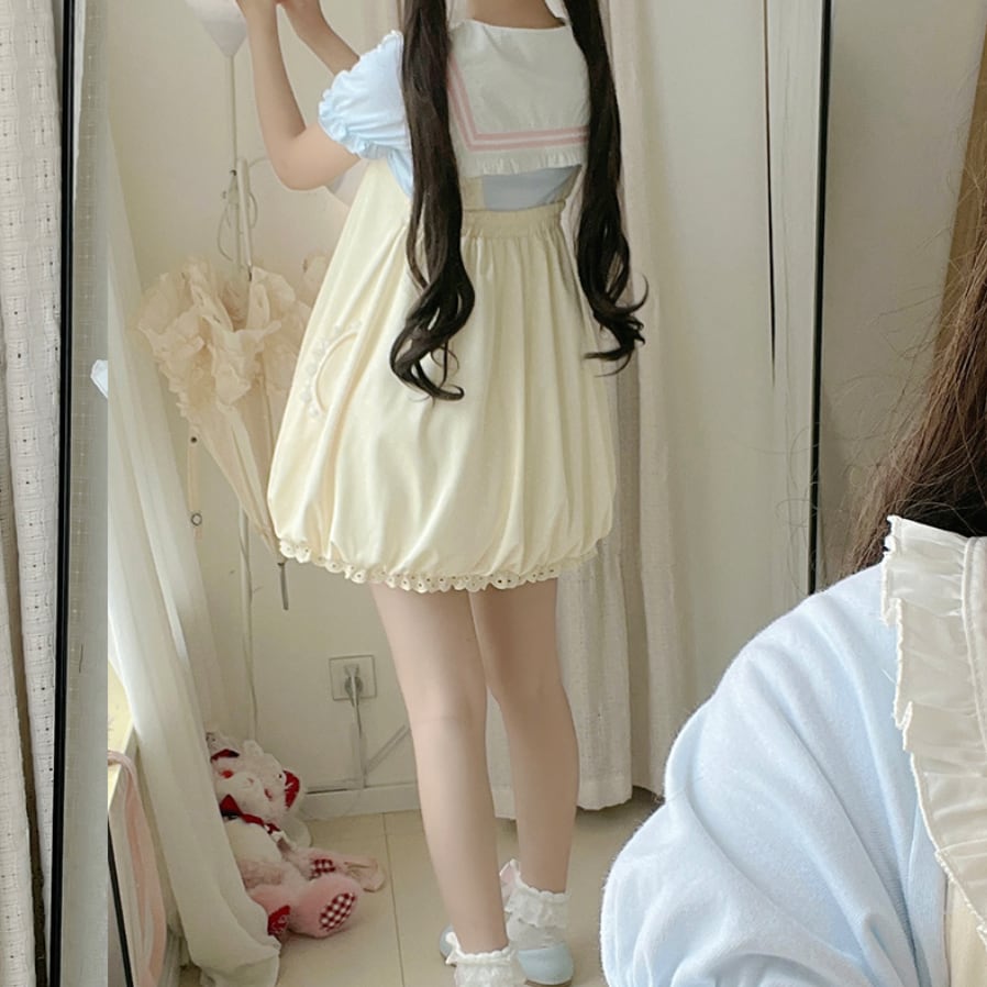 YUMEKAWA ♡ ( 4 colors ) Sailor T-shirt & Coverall #set26
