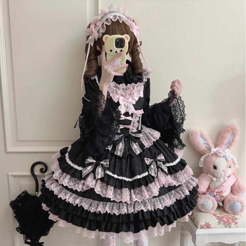 YUMEKAWA ♡ ( 4 colors ) 3 matching cloths with catsuit, ruffle blouse and jumper skirt with back ribbon #set27