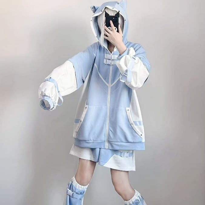 YUMEKAWA ♡ ( 2 colors ) 3 matching cloths: cat ear jacket, pants and leg warmers #set3