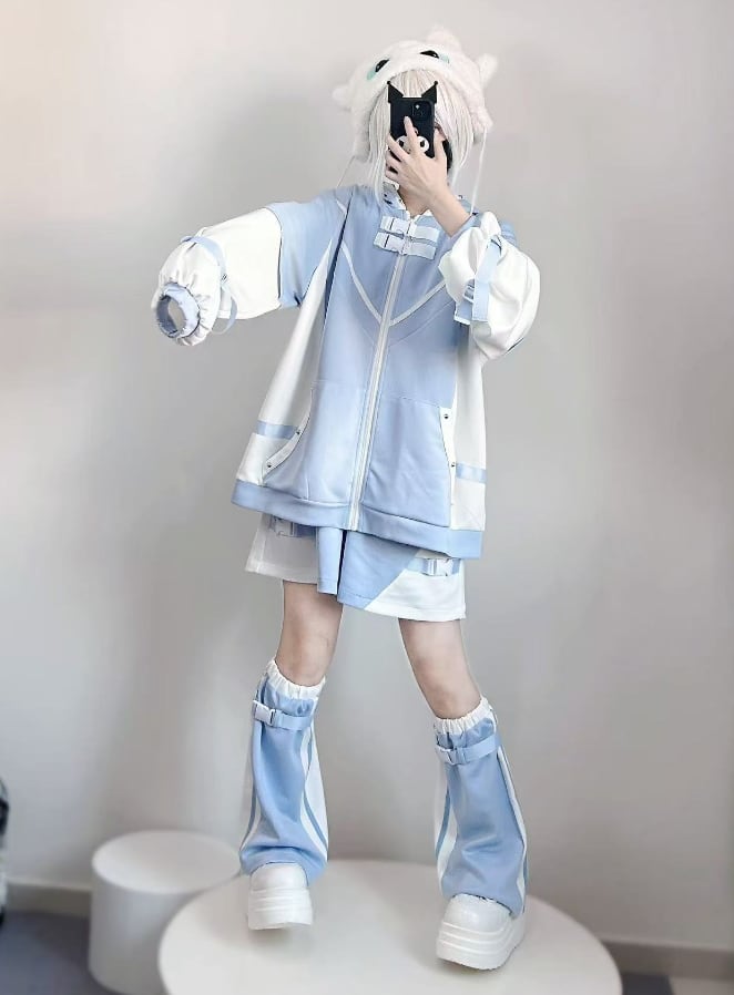YUMEKAWA ♡ ( 2 colors ) 3 matching cloths: cat ear jacket, pants and leg warmers #set3