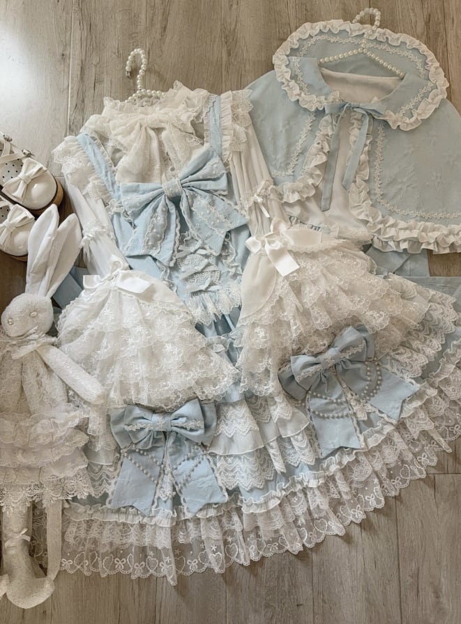 YUMEKAWA ♡ ( 4 colors ) blouse with bunny ears and Lolita jumperskirt #set33