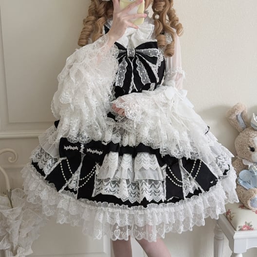 YUMEKAWA ♡ ( 4 colors ) blouse with bunny ears and Lolita jumperskirt #set33