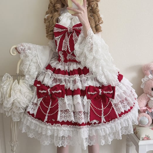 YUMEKAWA ♡ ( 4 colors ) blouse with bunny ears and Lolita jumperskirt #set33