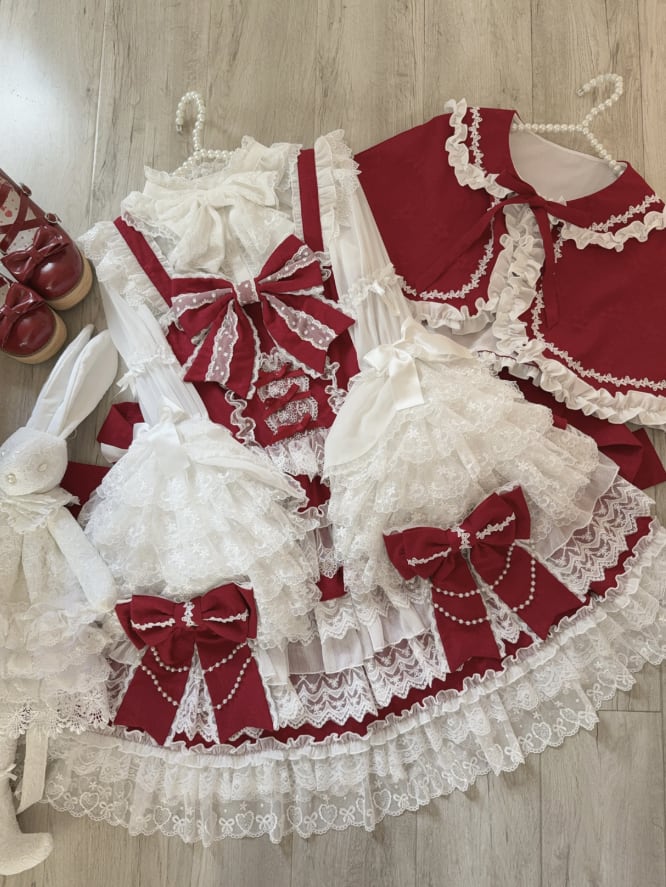 YUMEKAWA ♡ ( 4 colors ) blouse with bunny ears and Lolita jumperskirt #set33