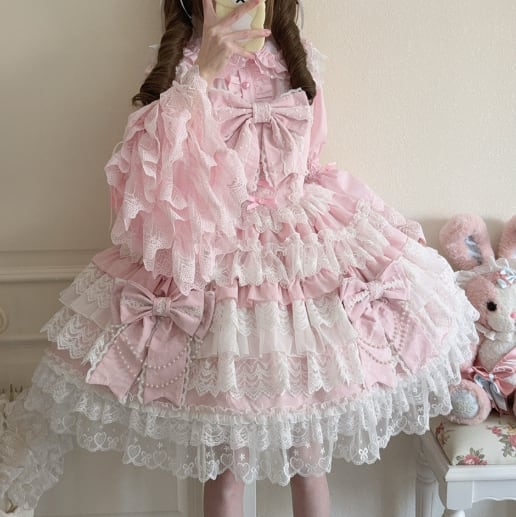 YUMEKAWA ♡ ( 4 colors ) blouse with bunny ears and Lolita jumperskirt #set33