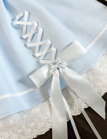 YUMEKAWA ♡ Laced up off the shoulder matching cloth with ribbon #set39