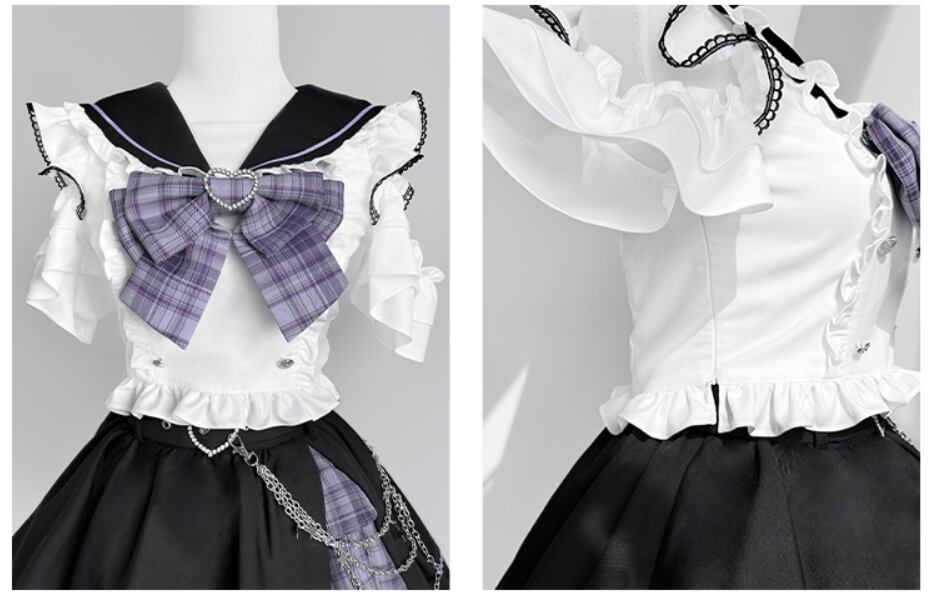 YUMEKAWA ♡ off the shoulder matching cloth with belt and chain #set45