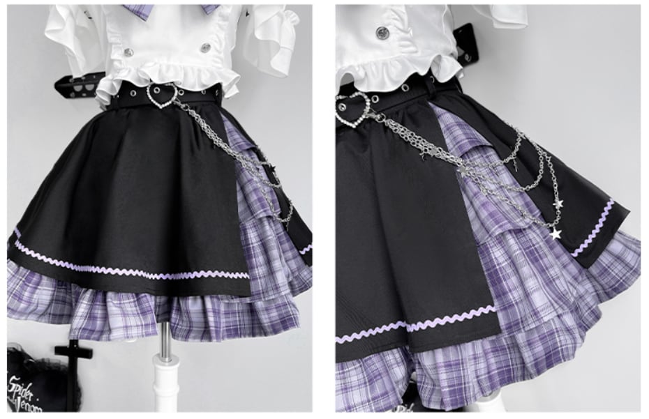 YUMEKAWA ♡ off the shoulder matching cloth with belt and chain #set45