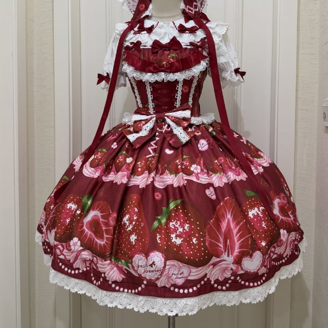 YUMEKAWA ♡ ( 4 colors ) Petite ribbon blouse and Lolita jumperskirt matching cloth #set46