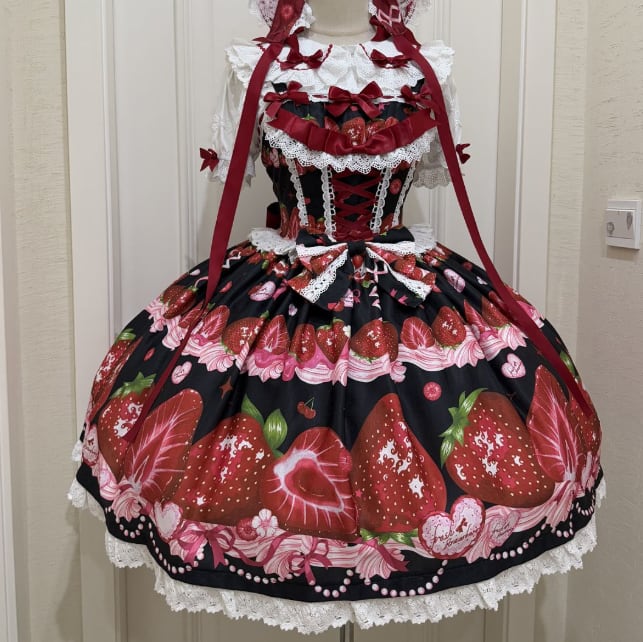 YUMEKAWA ♡ ( 4 colors ) Petite ribbon blouse and Lolita jumperskirt matching cloth #set46