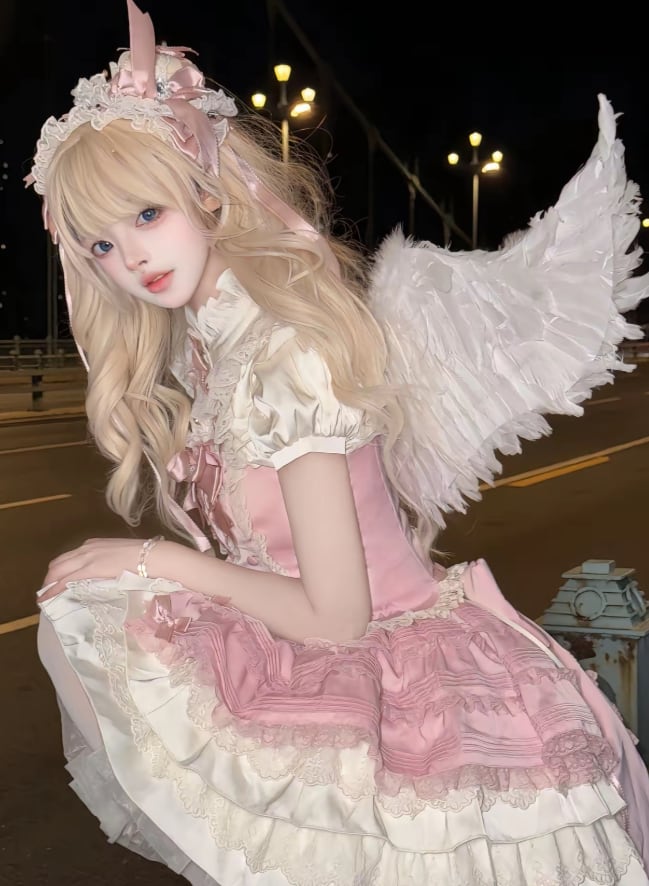 YUMEKAWA ♡ Idol-style pink ruffle matching cloth #set47