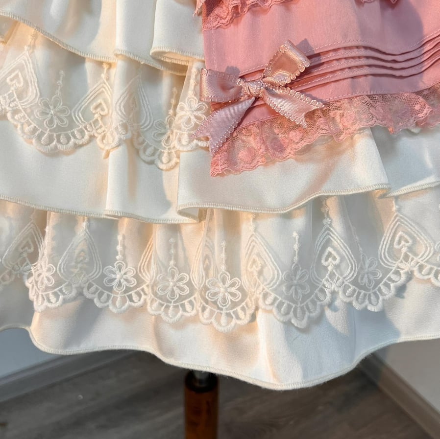 YUMEKAWA ♡ Idol-style pink ruffle matching cloth #set47