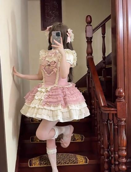YUMEKAWA ♡ Idol-style pink ruffle matching cloth #set47