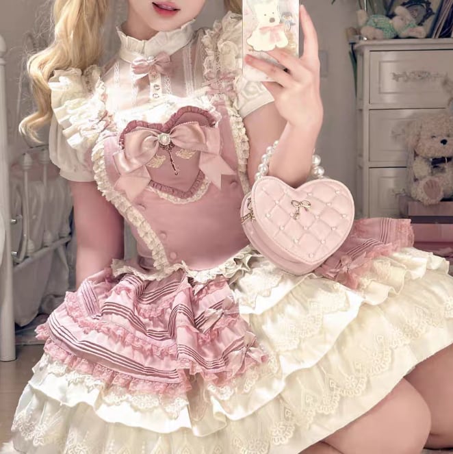 YUMEKAWA ♡ Idol-style pink ruffle matching cloth #set47