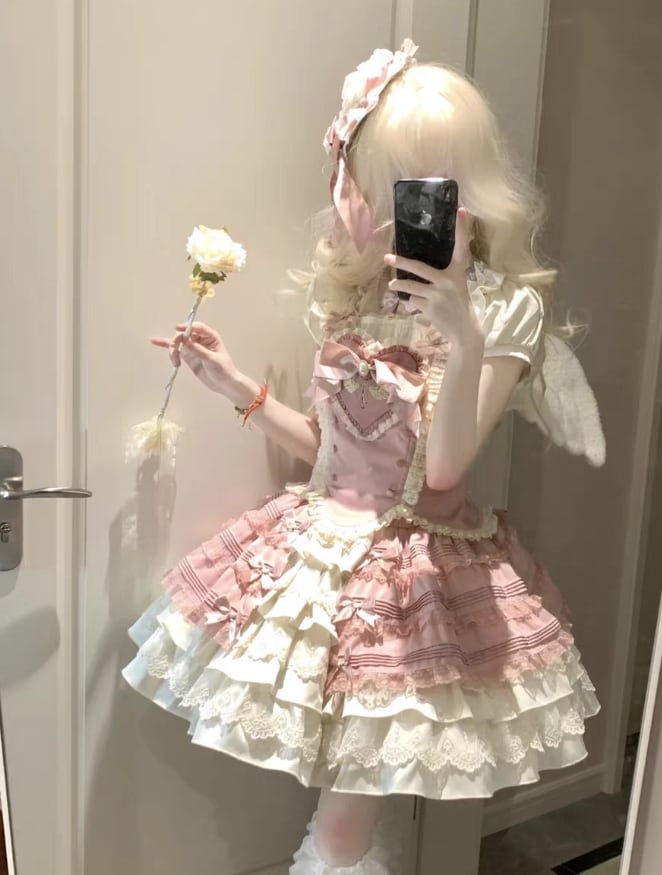 YUMEKAWA ♡ Idol-style pink ruffle matching cloth #set47