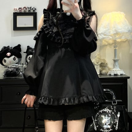 Manufactured after order ♡ ( 3 colors ) mine off the shoulder matching cloth #set48