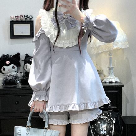 Manufactured after order ♡ ( 3 colors ) mine off the shoulder matching cloth #set48