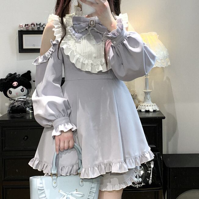Manufactured after order ♡ ( 3 colors ) mine off the shoulder matching cloth #set48
