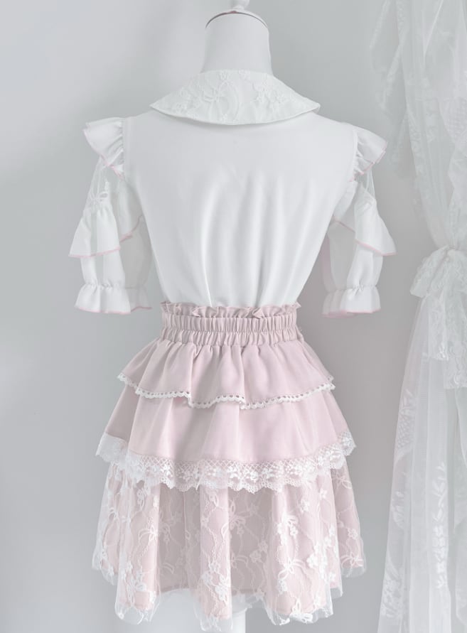 YUMEKAWA ♡ Pink off the shoulder matching cloth with ribbon #set66