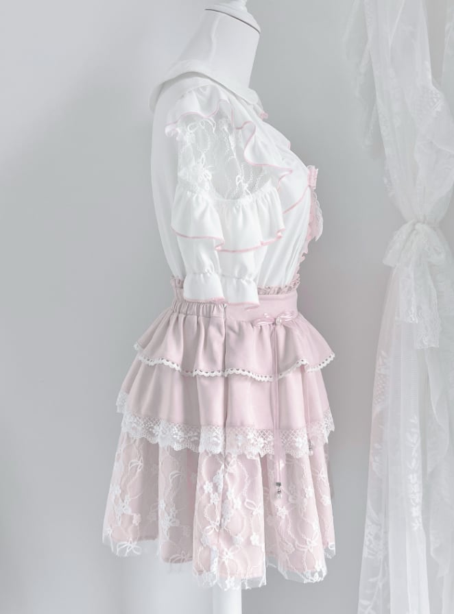 YUMEKAWA ♡ Pink off the shoulder matching cloth with ribbon #set66