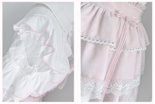YUMEKAWA ♡ Pink off the shoulder matching cloth with ribbon #set66
