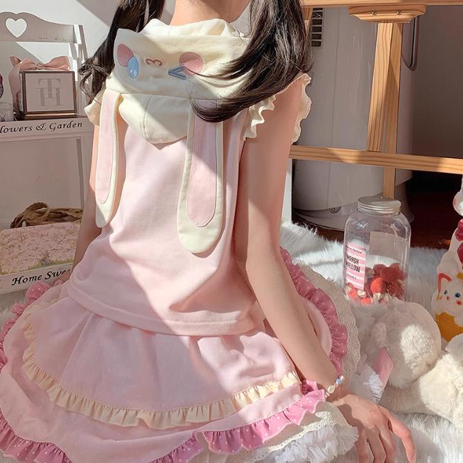 YUMEKAWA ♡ bunny hooded matching cloth #set66