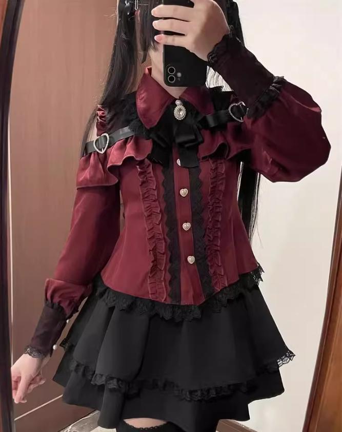 YUMEKAWA ♡ ( 3 colors ) Mine off the shoulder matching cloth #set8