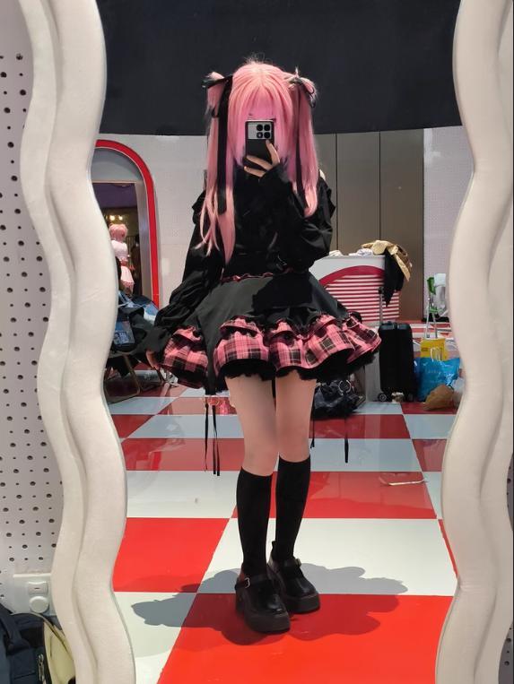 YUMEKAWA ♡ ( 2 colors ) checkered mini skirt #suka10