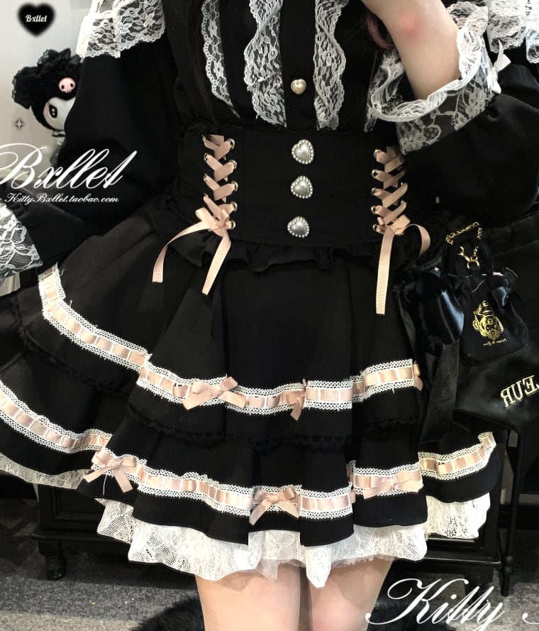 YUMEKAWA ♡ ( 3 colors ) Glen Check Suspender Skirt #suka12